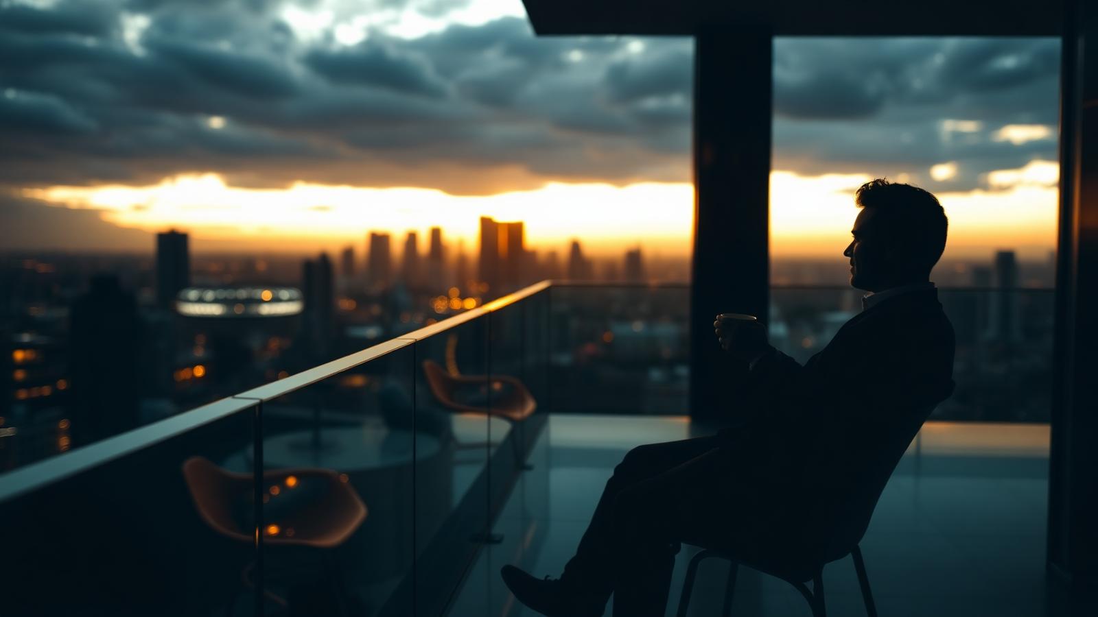 A relaxed lifestyle overlooking the city at dusk